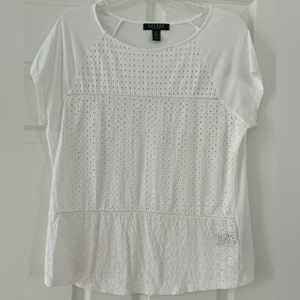 Ralph Lauren White Eyelet Tee